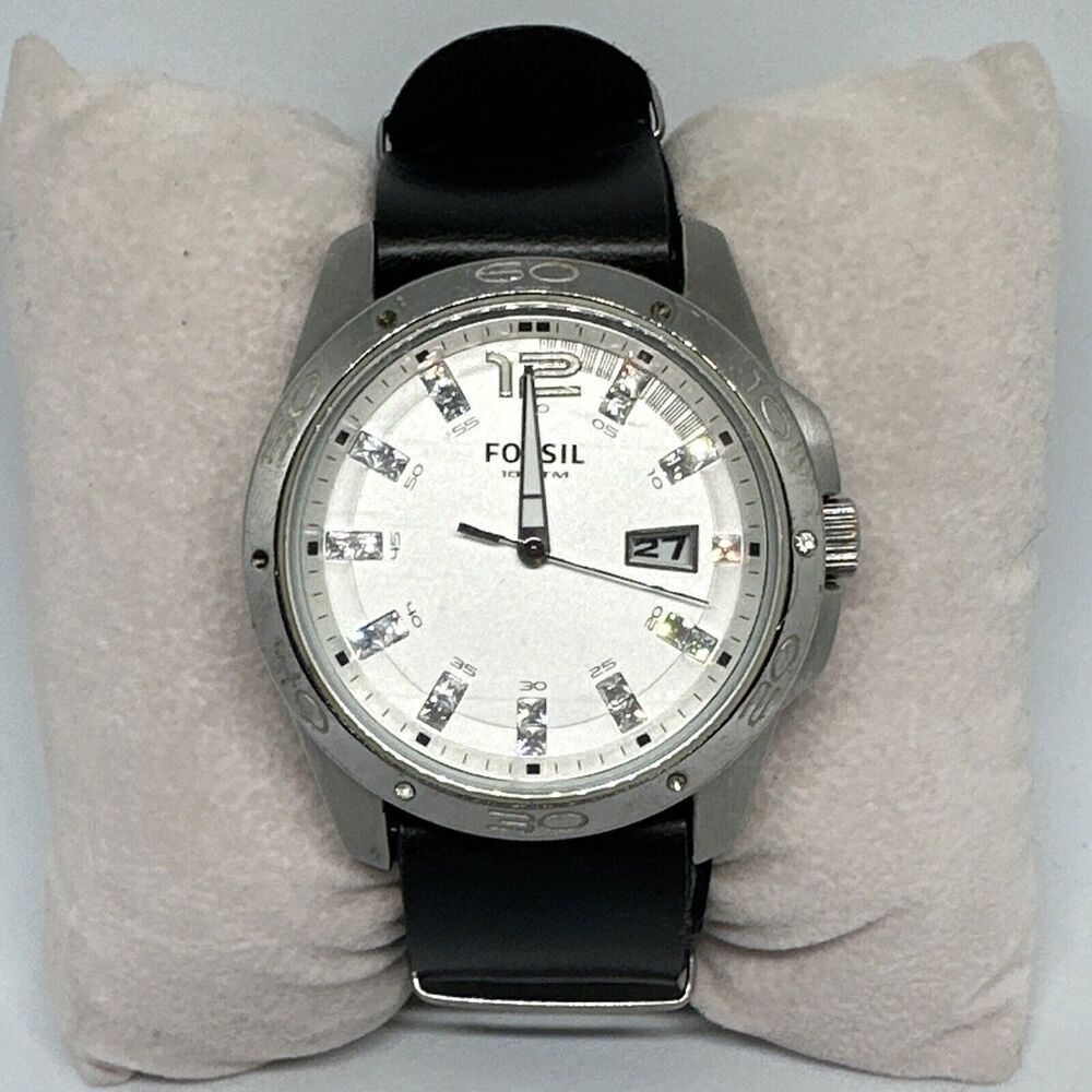Fossil AM4483 Men's Black Leather Straps Analog Dial Quartz Wrist Watch HME422
